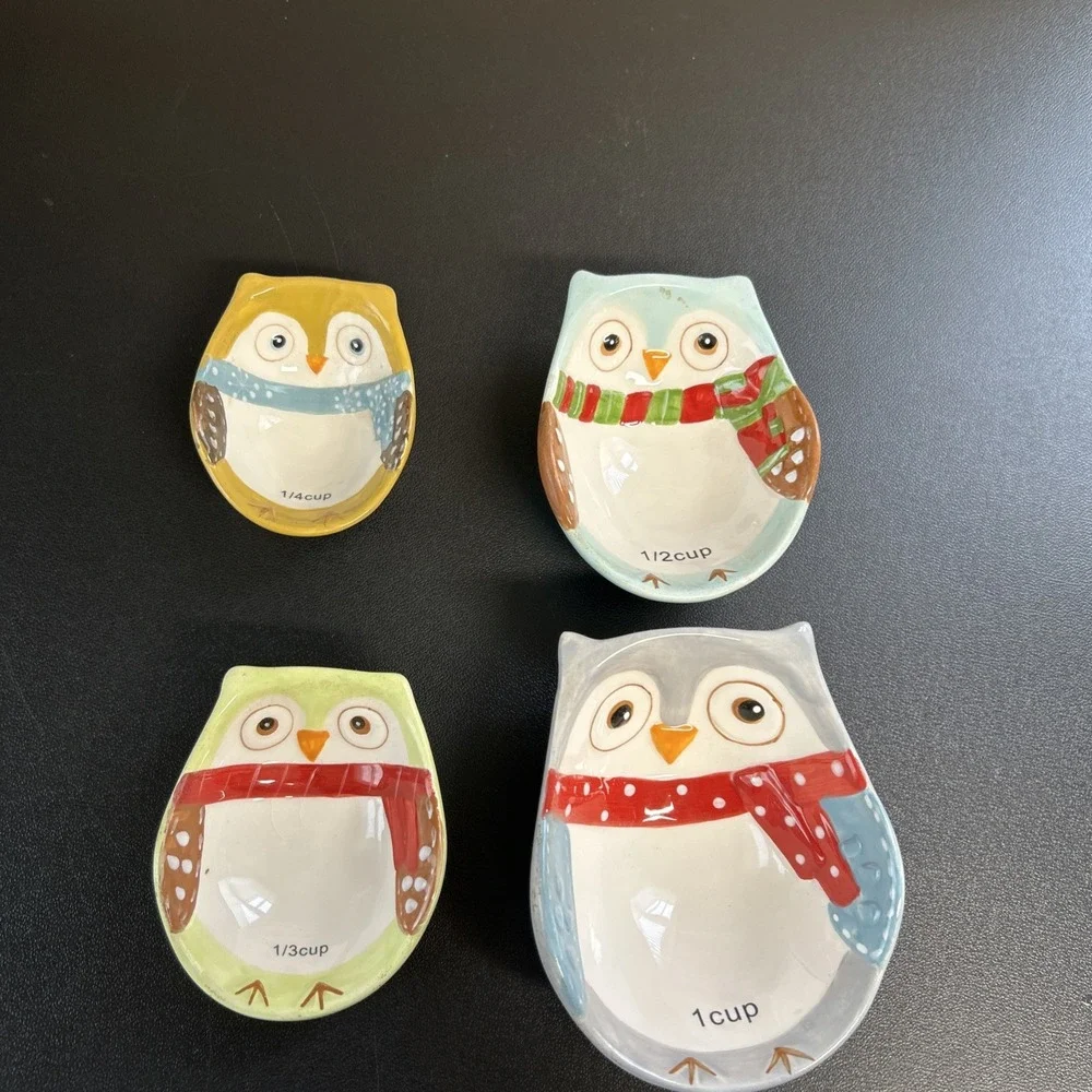 Boston Warehouse Trading Co Owl Measuring Cups Set of‎ 4 Gently Used Nesting